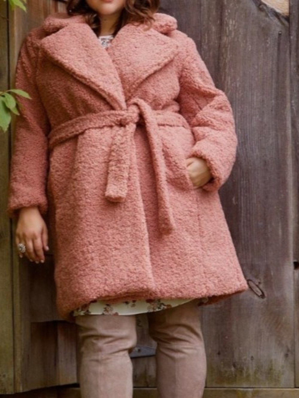 Eloquii Cozy Teddy Coat in Dusty Rose, SZ 18/20, EUC